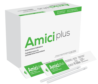AMICI Catheters - OOS 5608 - BX/100 AMICI PLUS FEMALE INTERMITTENT CATHETERS, SIZE 8FR 7"
