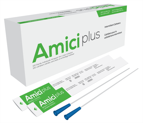 AMICI Catheters - OOS 5908 - BX/100 AMICI PLUS MALE INTERMITTENT CATHETERS, SIZE 8FR 16IN
