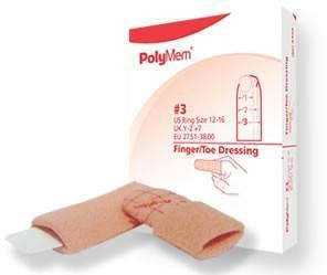 Polymem - PLM 4403 - BX/6 POLYMEM #3 FINGERCOT DRESSING, (RING SIZE 12-16).