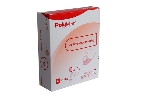 Polymem - PLM 4405 - BX/6 POLYMEM #5 FINGERCOT DRESSING, (RING SIZE XXL).