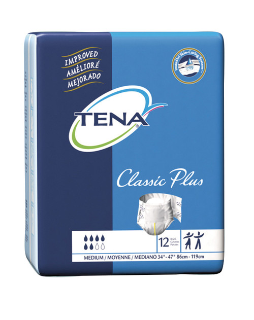 Tena - SCA 67713 - CS/8PKG (12/PKG) TENA CLASSIC PLUS BRIEF, MEDIUM SIZE 34IN-47IN