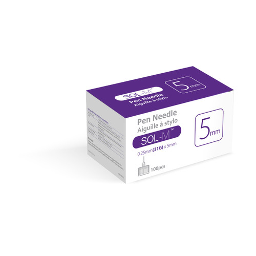 SOL-MILLENIUM MEDICAL INC - SOLM PN31316 - BX/100 - SOL-M Pen Needle 31G(0.25mm)*3/16(5mm)