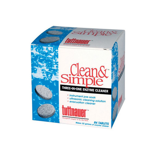 Tuttnauer - TUT CS0064 - BX/64 CLEAN & SIMPLE ULTRASONIC CLEANING TABLETS BIODEGRADABLE BREAKS DOWN PROTEIN NO PRE-MIXING