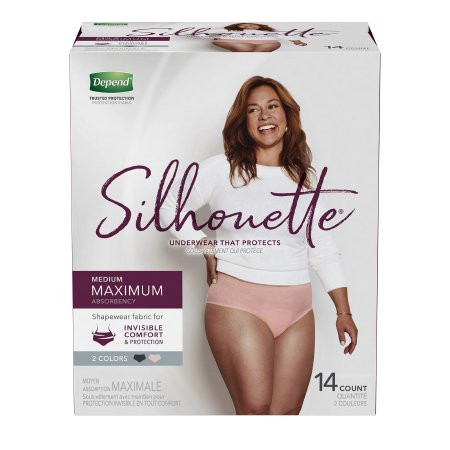 Kimberly Clark - DEP 51412 - PKG/14 DEPEND SILHOUETTE MAXIMUM UNDERWEAR PINK/BLACK MEDIUM FOR WOMEN