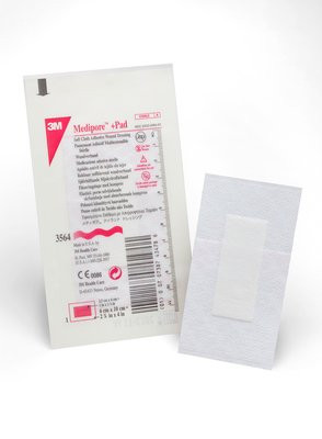 Solventum - A3M 3564E - BX/50 MEDIPORE+ PAD SOFT CLOTH ADHESIVE ISLAND DRESSING NON-ADHERENT PAD 4 x 2 3/8" STERILE
