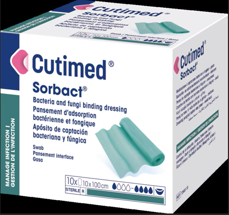 BSN - BSN 7216515 - BX/5 Cutimed Sorbact, Antimicrobial Dressing Sterile, Swab, Green, 7 cm x 9 cm