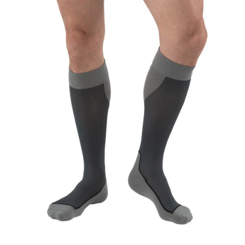 BSN - BSN 7528912 - PR/1 JOBST Sport Knee High Stockings, Closed Toe, Large, Grey/Black, 15-20 mmHg