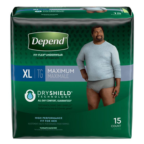 Kimberly Clark - DEP 47930 - PKG/15 DEPEND FIT-FLEX MAXIMUM UNDERWEAR X-LARGE MALE CONVENIENCE