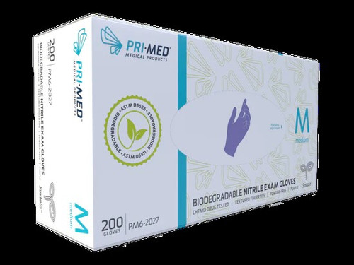 Primed - PM 6-2025 - BX/200 Primed Sustain, Biodegradable Nitrile Exam Glove, Powder-Free, Purple, X-Small