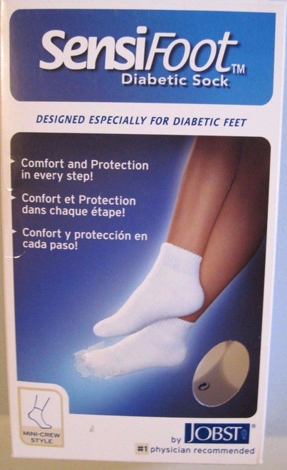 BSN-110836 PR/1 JOBST SENSIFOOT DIABETIC SOCK, CREW, 8-15 MMHG, SM , WHITE, CLOSED TOE