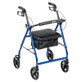 Drive Medical - DM R728BL - EA/1 Aluminum Rollator Rolling Walker with Fold Up and Removable Back Support and Padded Seat, Blue