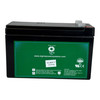 Front view of the battery showing terminal connections and product labeling for APC RBC17 replacement battery. Compatible with BC650-RSX761 UPS models. 12V 9Ah battery with T2 terminals.