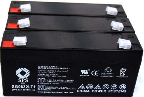 6 V 3.2 Ah. Terminal T1 Replacement Battery for Universal Power Group D5732 (3 PACK)