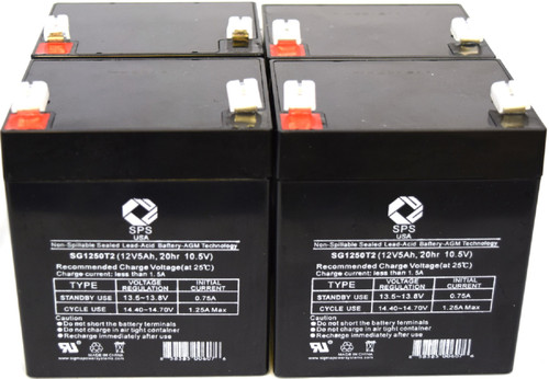 12V 5 Ah Replacement Battery (SG1250T2) for APC SMART-UPS RM SUA2200RM2U UPS (4 PACK)