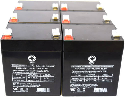 12V 5 Ah Replacement Battery (SG1250T2) for APC BACK-UPS ES BE500 UPS (6 PACK)