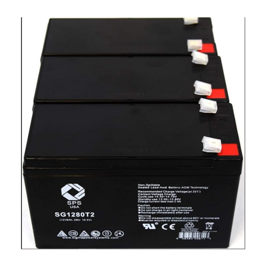 12V 8 Ah Replacement Battery (SG1280T2) for APC RBC26 UPS (3 PACK)
