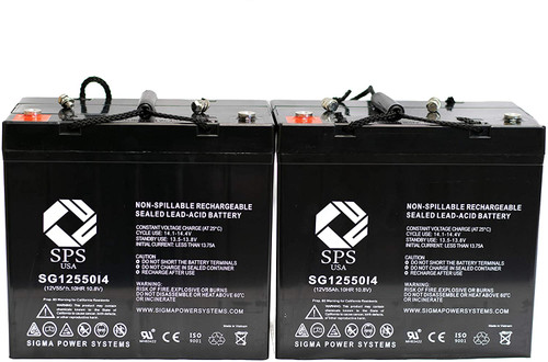 12V 55 Ah Replacement Battery for 21st Century All Other Models (Terminal i4) (2 Pack)