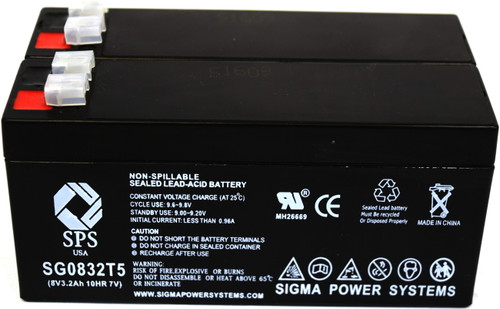 SPS Brand 8V 3.2 Ah Replacement Battery (SG0832T1) for Mk Battery BMED02127 (2 PACK)