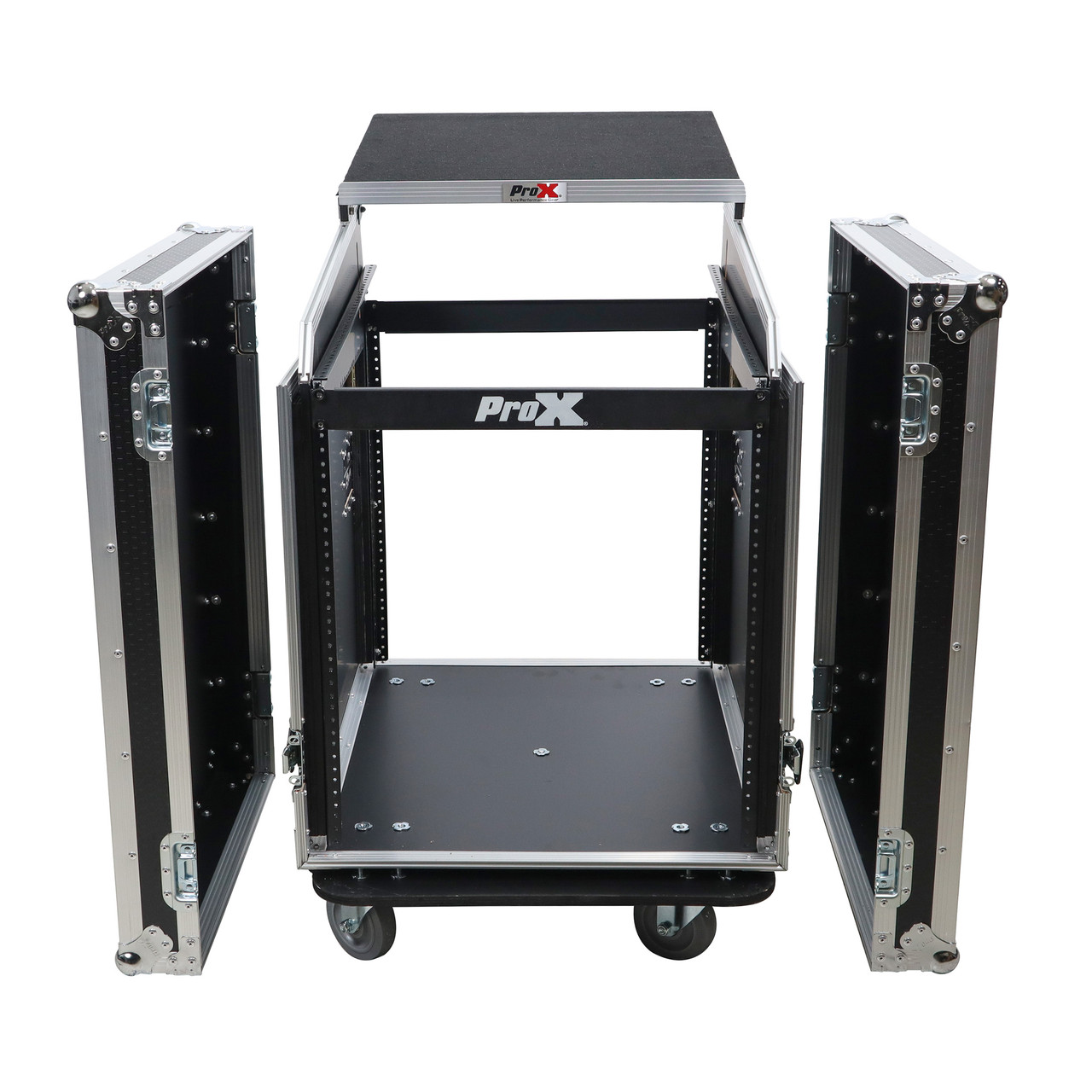 13U Top Mixer-DJ 12U Rack Combo Flight Case W-Laptop Shelf and Casters
