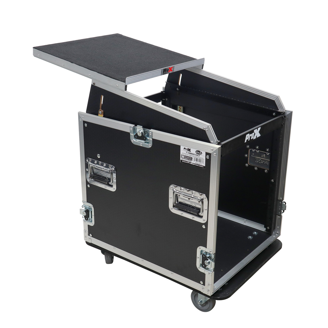 13U Top Mixer-DJ 12U Rack Combo Flight Case W-Laptop Shelf and Casters