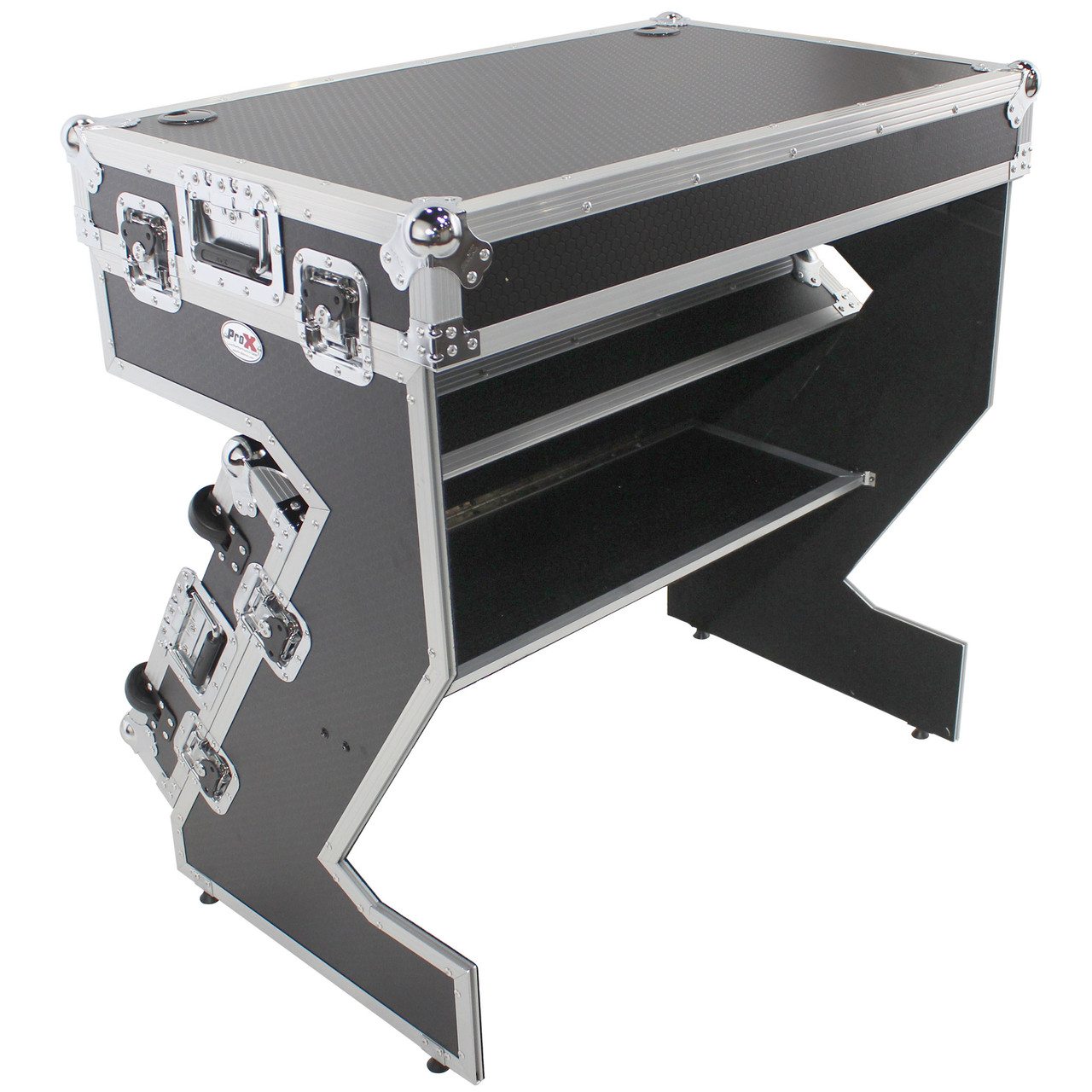 ProX Z-Table Jr Folding DJ Table Mobile Workstation Flight Case