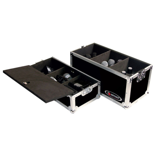Handheld Microphone Flight Case with Storage Compartment for 18 Microphones