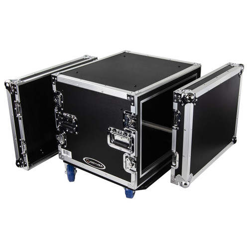 8U Shock Mount Rack Flight Case with Caster Wheels