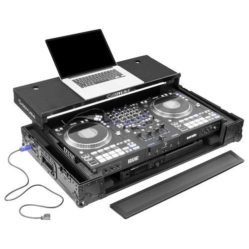 Odyssey Performance Ready Series (Pre-Wired XLR Patch Panel) Black 1U Case for RANE PERFORMER with Wheels and Glide Style Laptop Platform