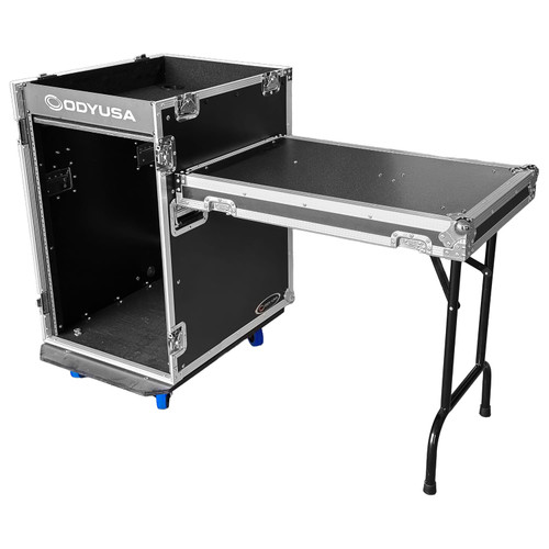 Odyssey 16U Vertical Pro Combo Rack with Side Table and Casters
