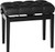 Black Gloss Black Leather Piano bench with quilted seat cushion