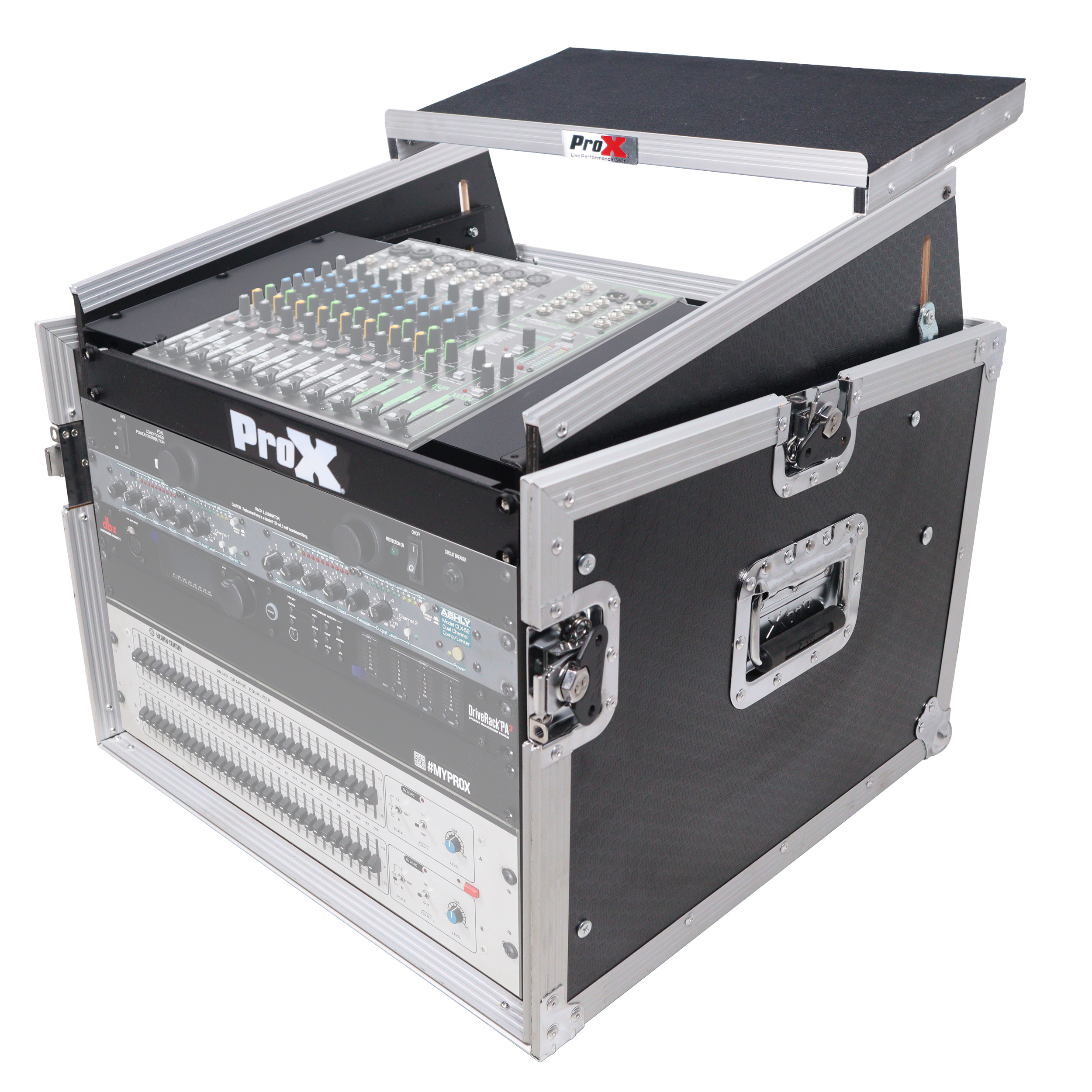 8U Vertical Rack Mount Flight Case with 10U Top for Mixer Combo