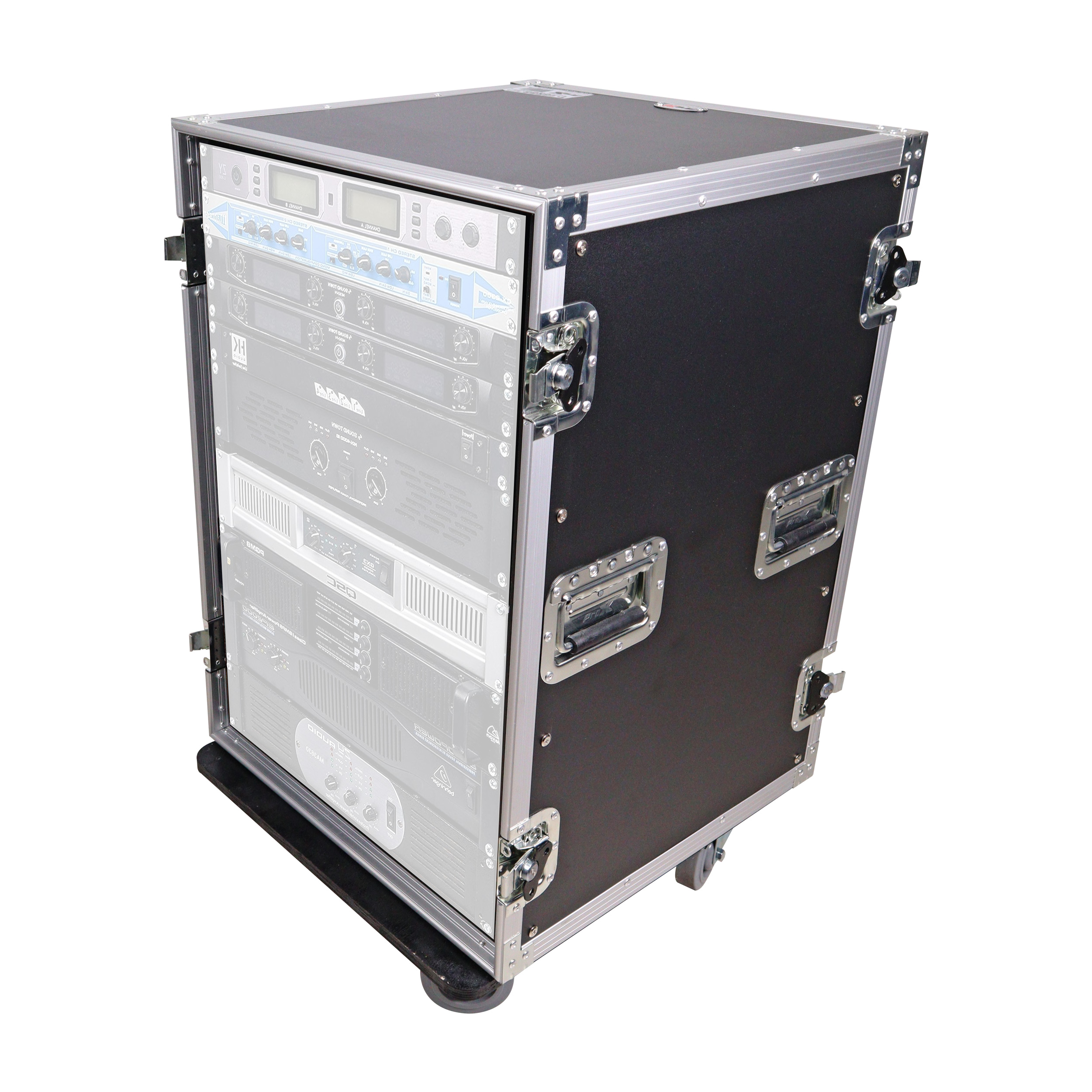 ProX 16U Vertical Amp Rack Mount Flight Case with Caster Wheels