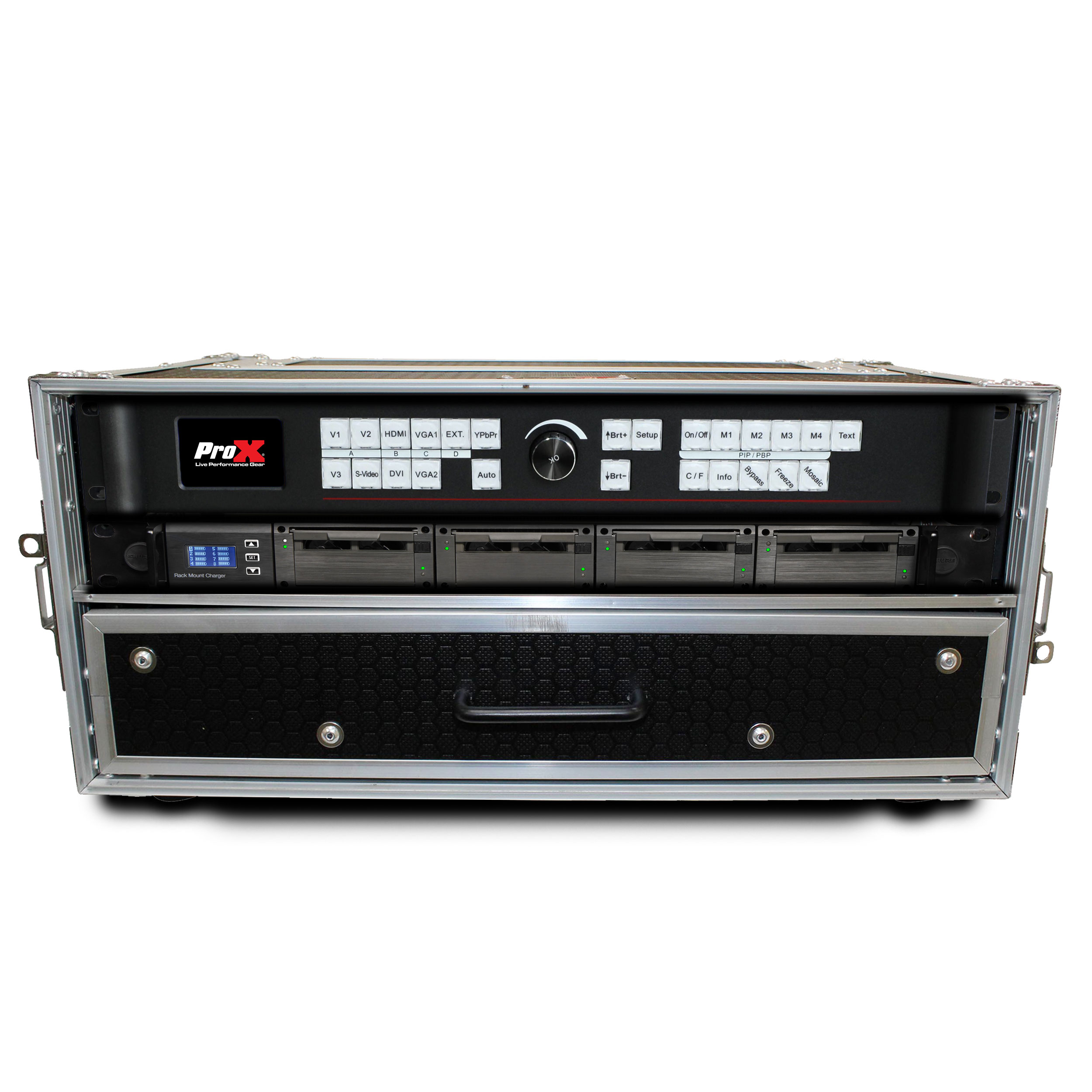 Flight Case ATA Style Rack Case 12 In. Deep 2U W-2U Drawer - NLFX