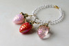 Fancy Strawberries Stitch Markers with Beaded Holder