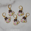 Black Kitties in Teacups Stitch Markers Set of 5