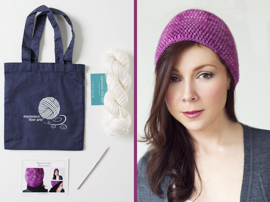 Beginner's Crochet Hat Kit - Choose Your Color - Expression Fiber