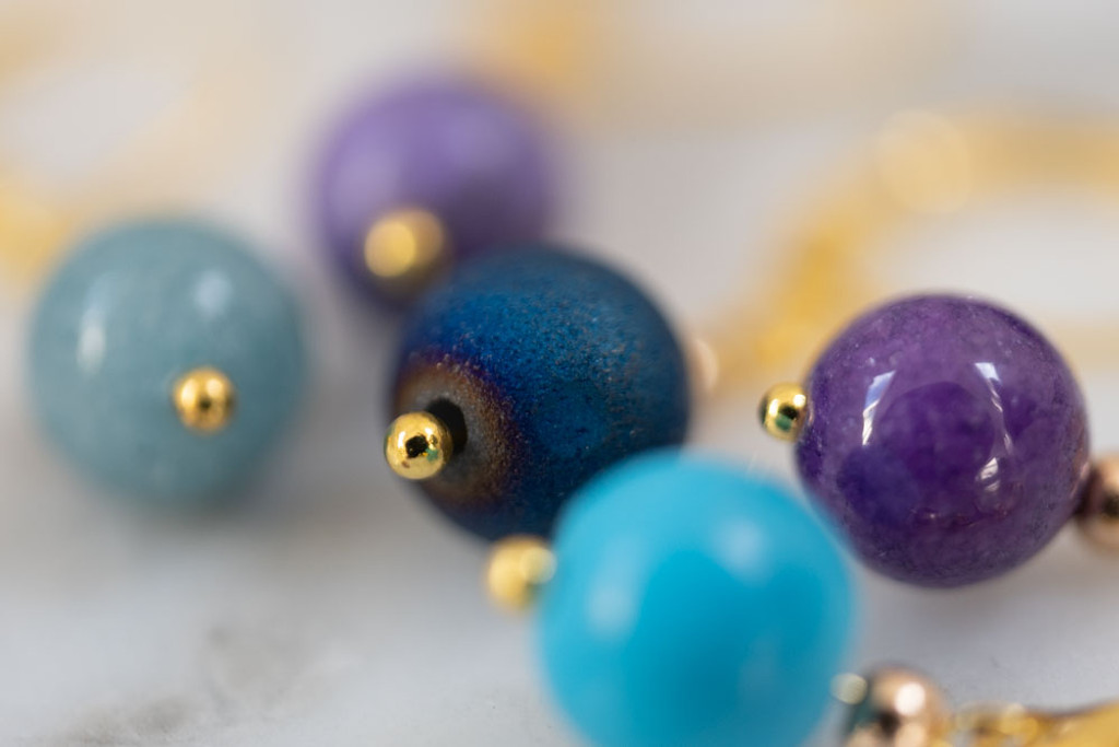 8mm Cool Colors Gemstone Stitch Markers Set of 5