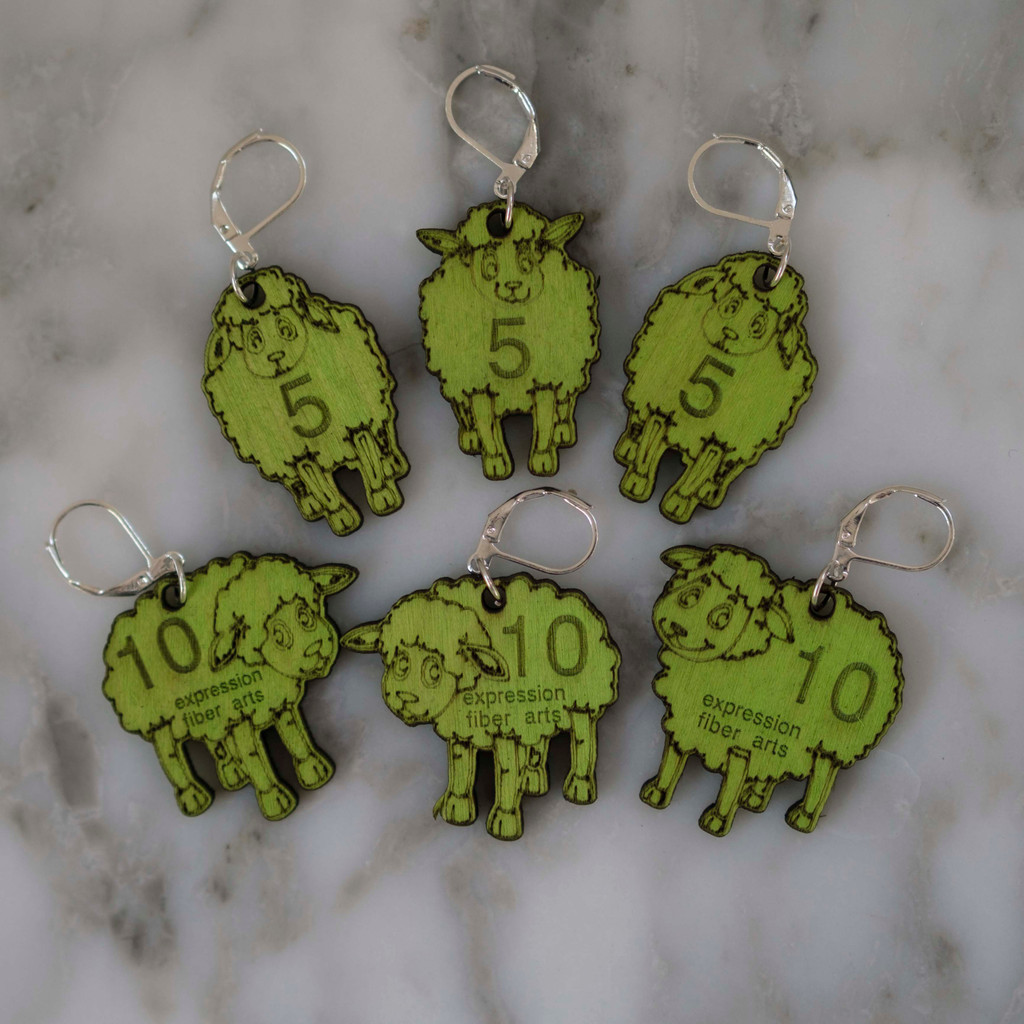 Lime Green Sheep Stitch Markers Set of 6