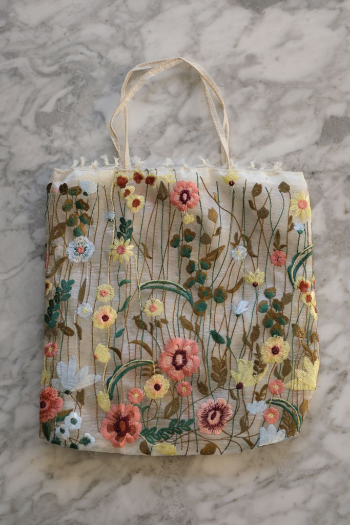 Floral Tote Bag Botanical Print Flower Bag Wildflowers Tote 