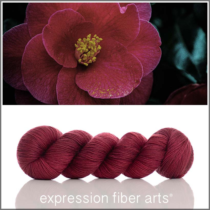 Pre-Order Crimson Camellia 'SINCERE' SOCK - Expression Fiber Arts