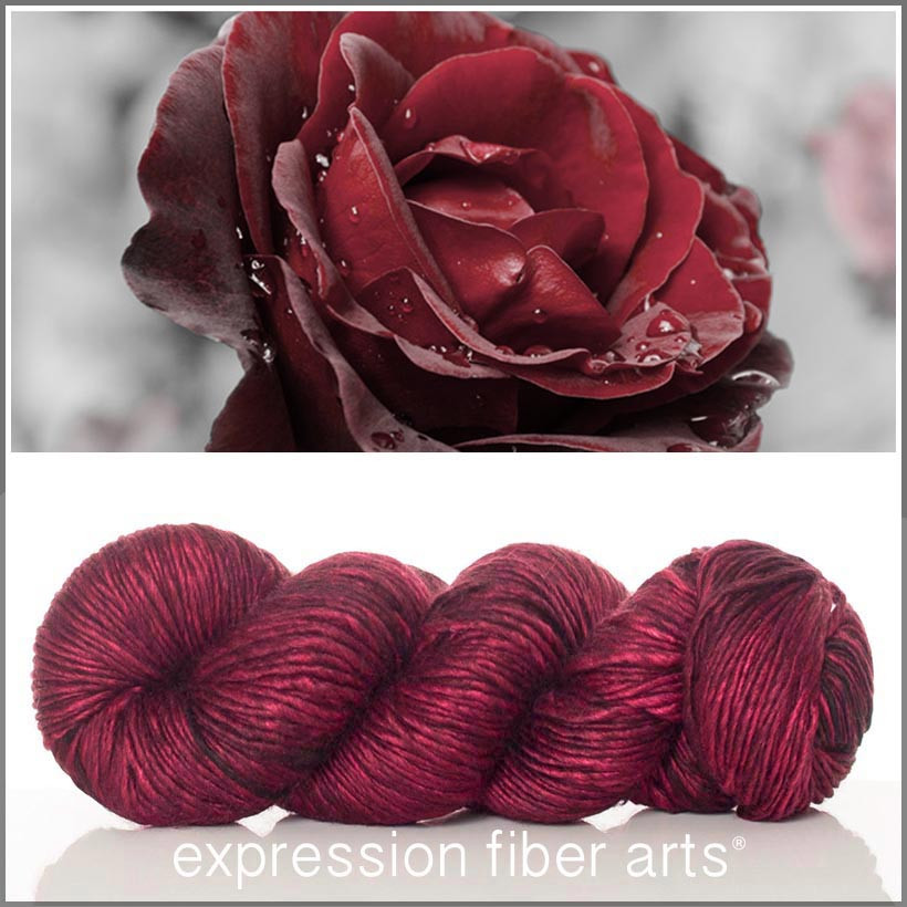 RED VELVET ROSE SUPERWASH MERINO SILK PEARLESCENT WORSTED YARN
