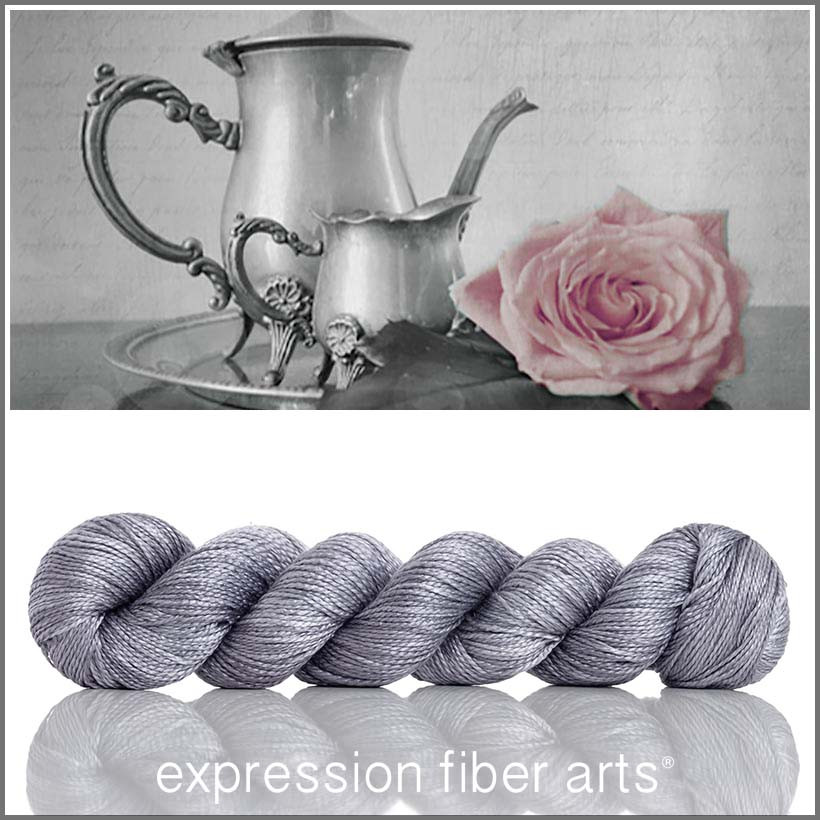 STERLING SILVER SUPERWASH MERINO SILK PEARLESCENT FINGERING YARN