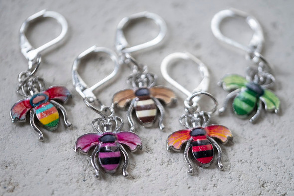 Funkadelic Bees Stitch Markers  - Set of 5