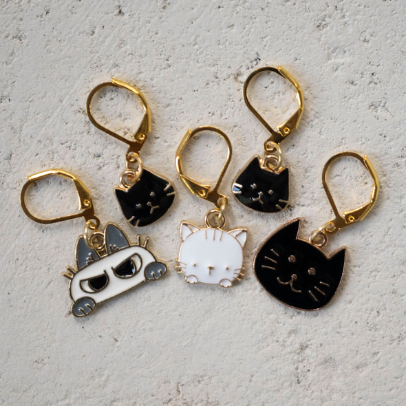 Curious Kitties Stitch Markers - Set of 5