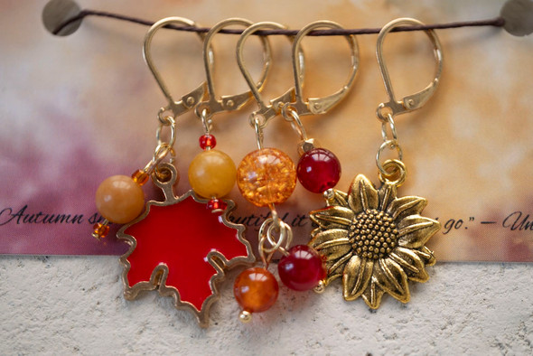 Autumn Radiance Deluxe Stitch Markers - Set of 5 Autumn Radiance Deluxe Stitch Markers - Set of 5