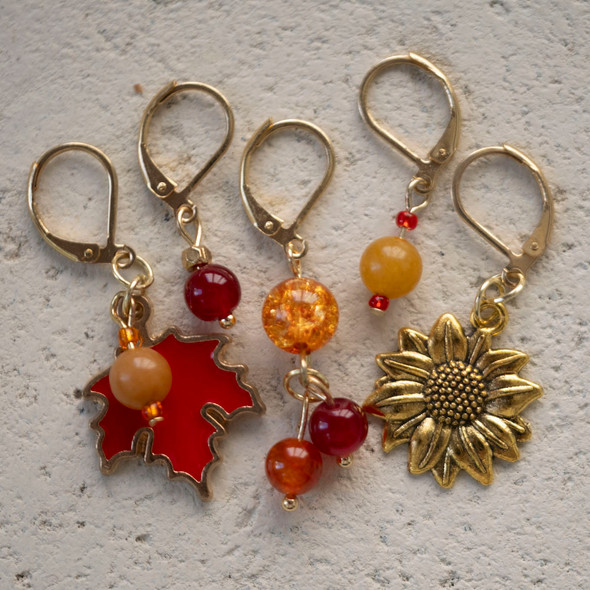 Autumn Radiance Deluxe Stitch Markers - Set of 5 Autumn Radiance Deluxe Stitch Markers - Set of 5