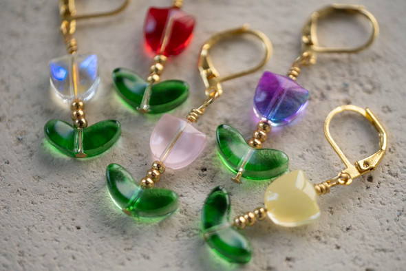 Tranquil Tulips Deluxe Stitch Markers - Set of 5 Tranquil Tulips Deluxe Stitch Markers - Set of 5
