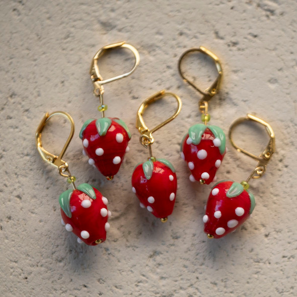 Strawberry Delight Stitch Markers  - Set of 5