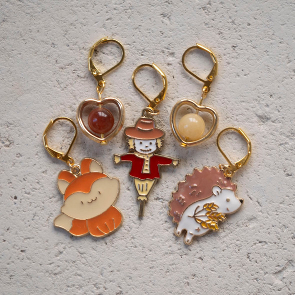Fall Friends Stitch Markers- Set of 5 Fall Friends Stitch Markers- Set of 5