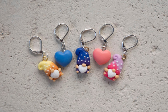Joyful Gnomes Stitch Markers- Set of 5 Joyful Gnomes Stitch Markers- Set of 5